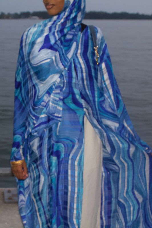 Blue Marble Open Abaya