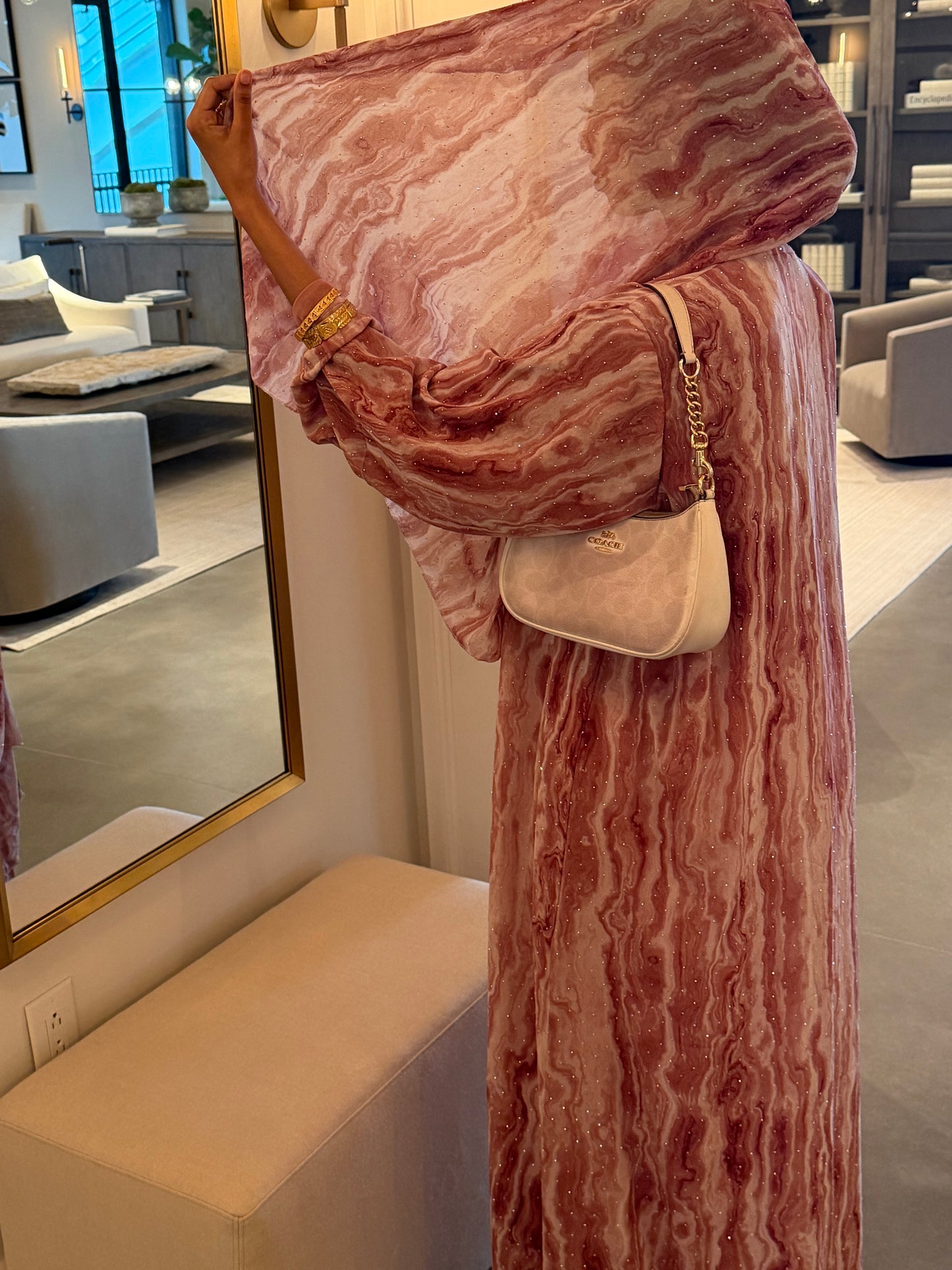 Rose Marble Open Abaya
